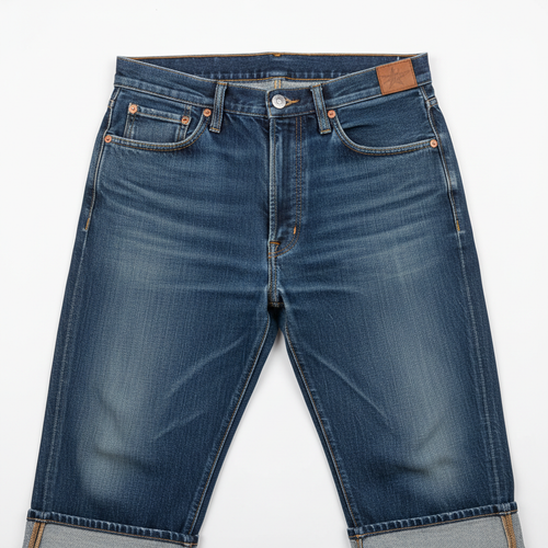 Classic denim trouser on white background